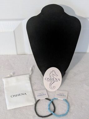 Oshena Turquoise & Black Obsidian Women’s Black & Turquoise Beaded Bracelet Set